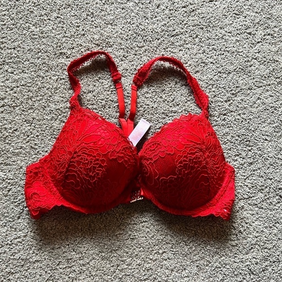 Savage X Fenty Women's Size 34C Romantic Corded Lace Push-Up Bra JW7 Goji Berry - Picture 2 of 5